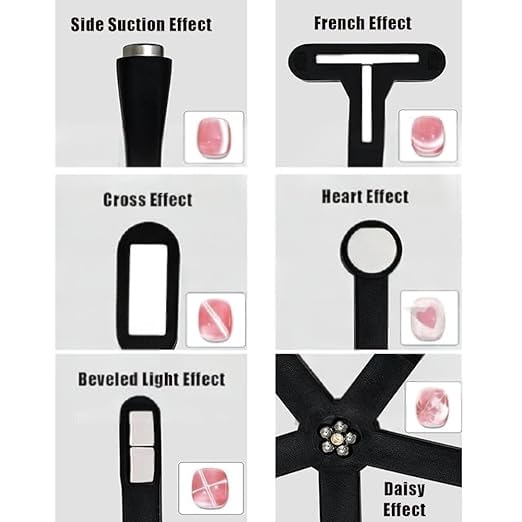 SEVYN COLORS 6 in 1 Nail Art Magnet Stick – Magnetic Design Tool for Cat Eye Gel Polish (French, Heart, Daisy, Bevel, Cross, Side Suction Effects)