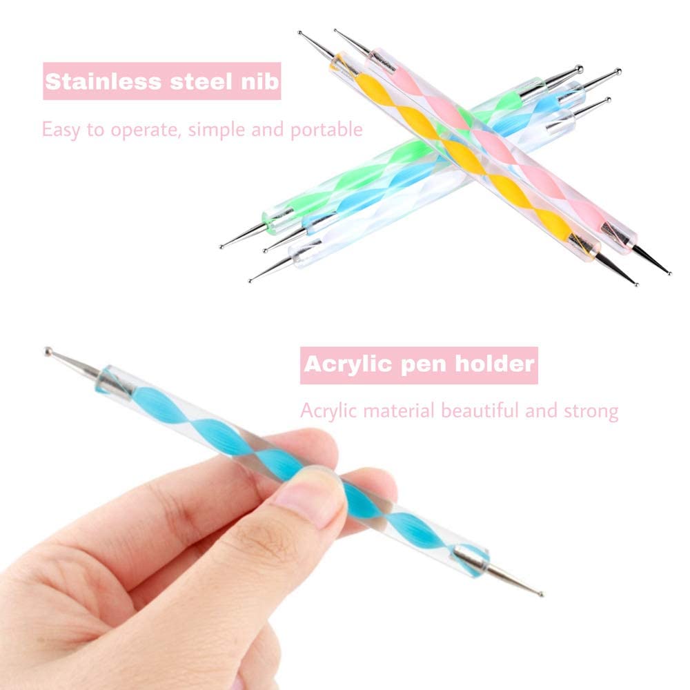 Sevyn Colors 5PCS Nail Art Dotting Pen Set – Dual-Ended Marble Dotting Tools for Nail Art Design, Gel Polish, Acrylic & DIY Manicure