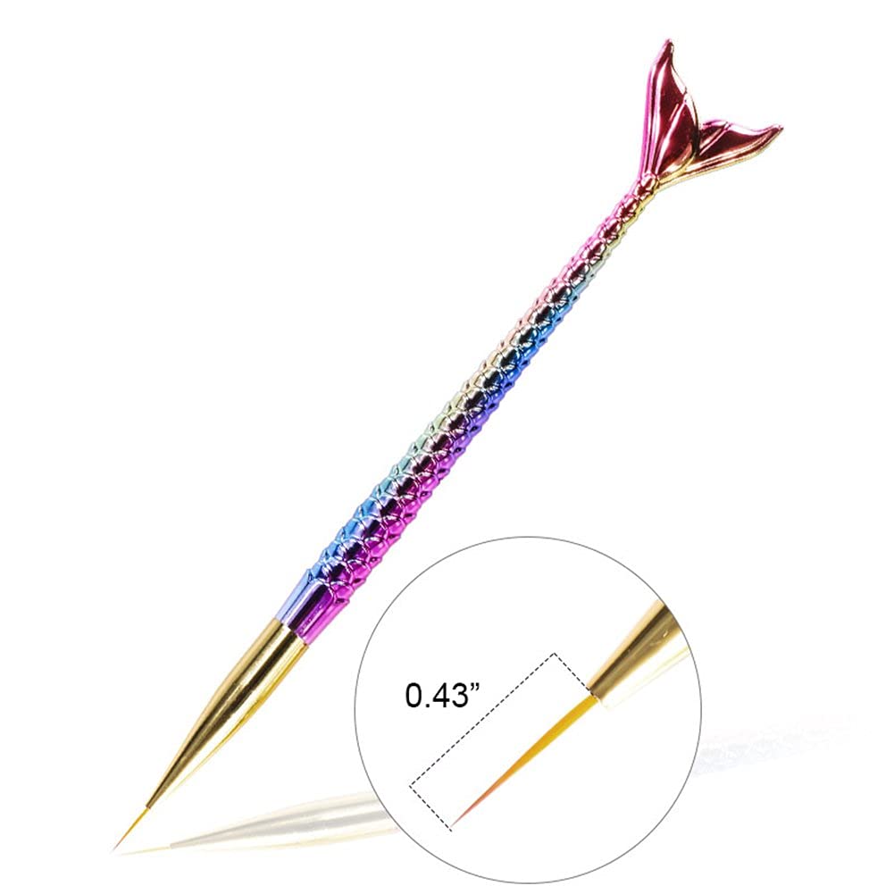 Sevyn Colors 3-Piece Mermaid Nail Art Detailing Brush Kit – Fine Tip Brushes for Perfect Lines