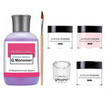 image, Ez Flow Acrylic Nail Kit – Professional Acrylic System with Q Monomer, Clear/Pink/White Powders, Brush &amp; Glass Dish
