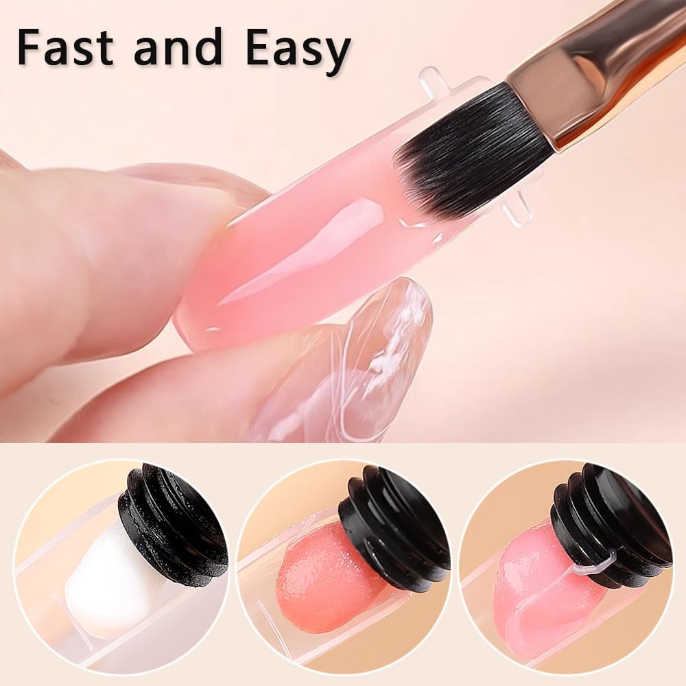 Bolt Bee Poly Gel Nail Extension Kit with LED Lamp – 3 Colors (Clear, White, Pink), Slip Solution, Nail Tips, Dual Forms & Brush – Professional Nail Builder Gel Set for Beginners & Experts