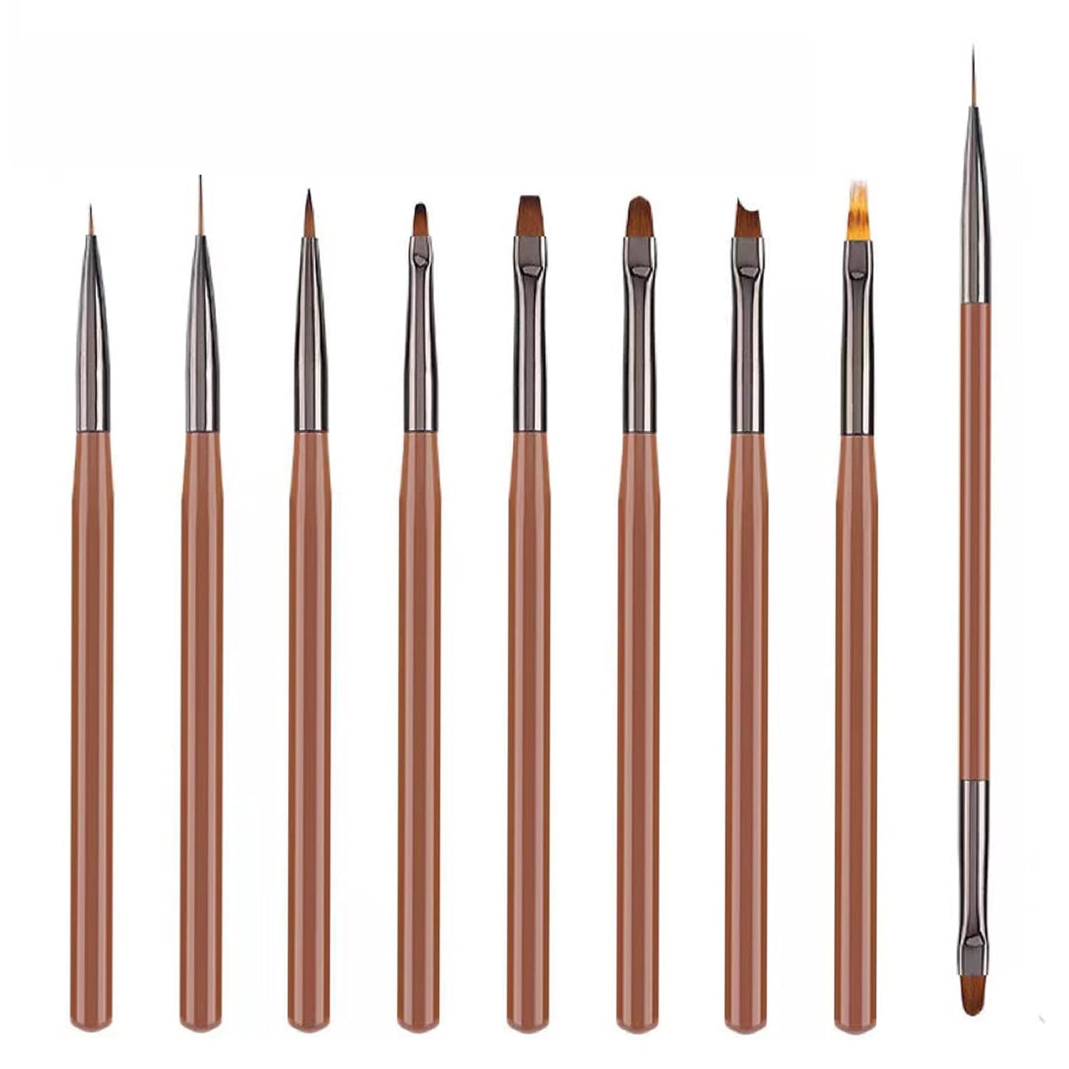 Sevyn Colors 9 Pcs Nail Art Brush Set – Professional Nail Design Brushes for Gel, Acrylic, Detailing, Striping, and Nail Art