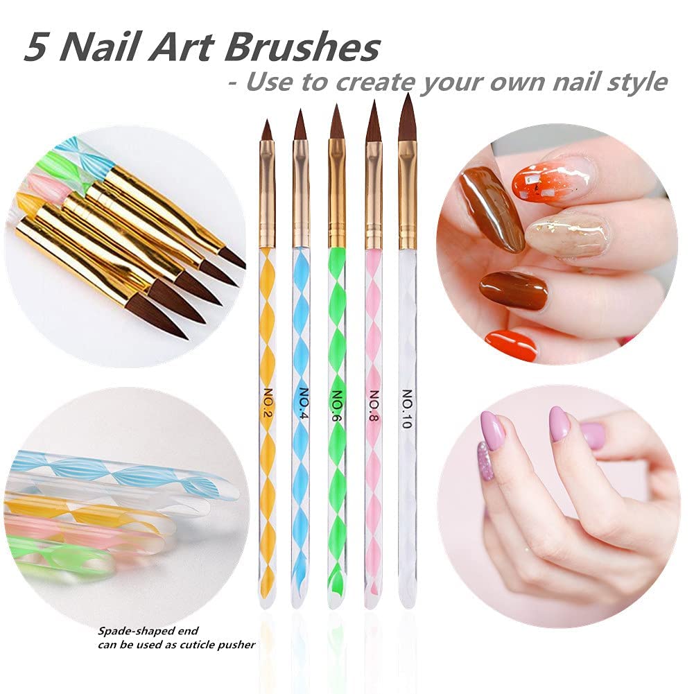 Sevyn Colors 5pcs Acrylic Nail Brush Set – For Acrylic, Gel & Nail Art Precision