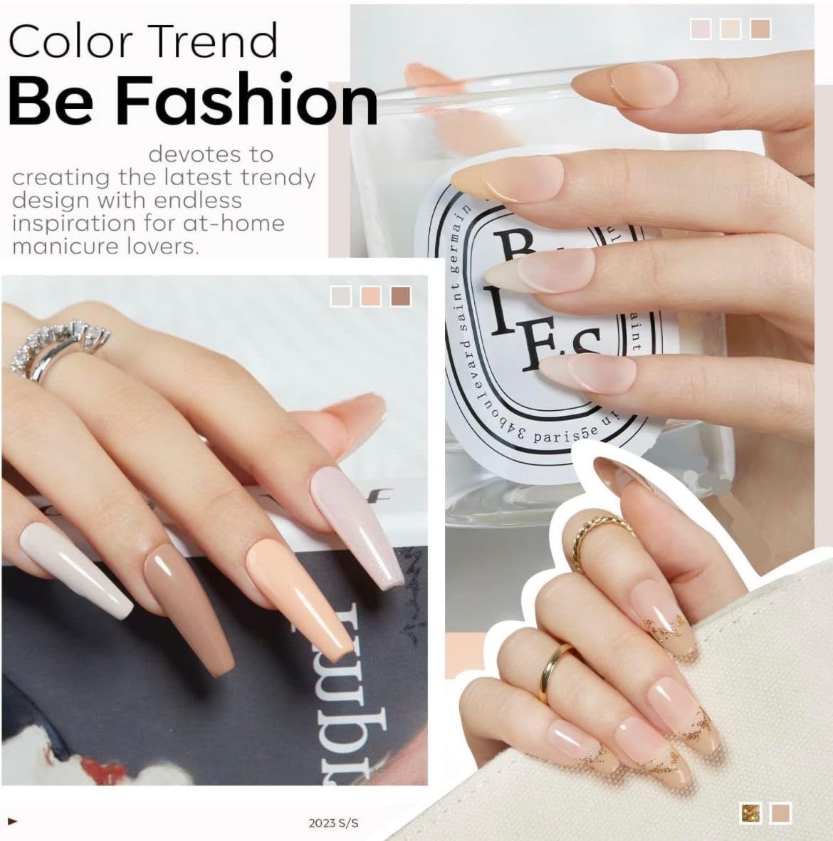 Bolt Bee Neutral Gel Nail Polish Set – 6 Colors Nude, Beige, Taupe, Pink, Ivory, Grey | All Season Gel Polish Kit