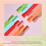 image, BOLT BEE Summer Gel Nail Polish Set – 6 Vibrant Colors | Bright Red, Mint Green, Neon Pink, Orange, Green | 15ml Soak-Off UV/LED Gel Polish

