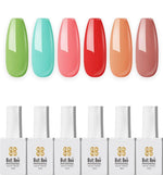 image, BOLT BEE Summer Gel Nail Polish Set – 6 Vibrant Colors | Bright Red, Mint Green, Neon Pink, Orange, Green | 15ml Soak-Off UV/LED Gel Polish
