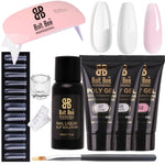 image, Bolt Bee Poly Gel Nail Extension Kit with LED Lamp – 3 Colors (Clear, White, Pink), Slip Solution, Nail Tips, Dual Forms &amp; Brush – Professional Nail Builder Gel Set for Beginners &amp; Experts

