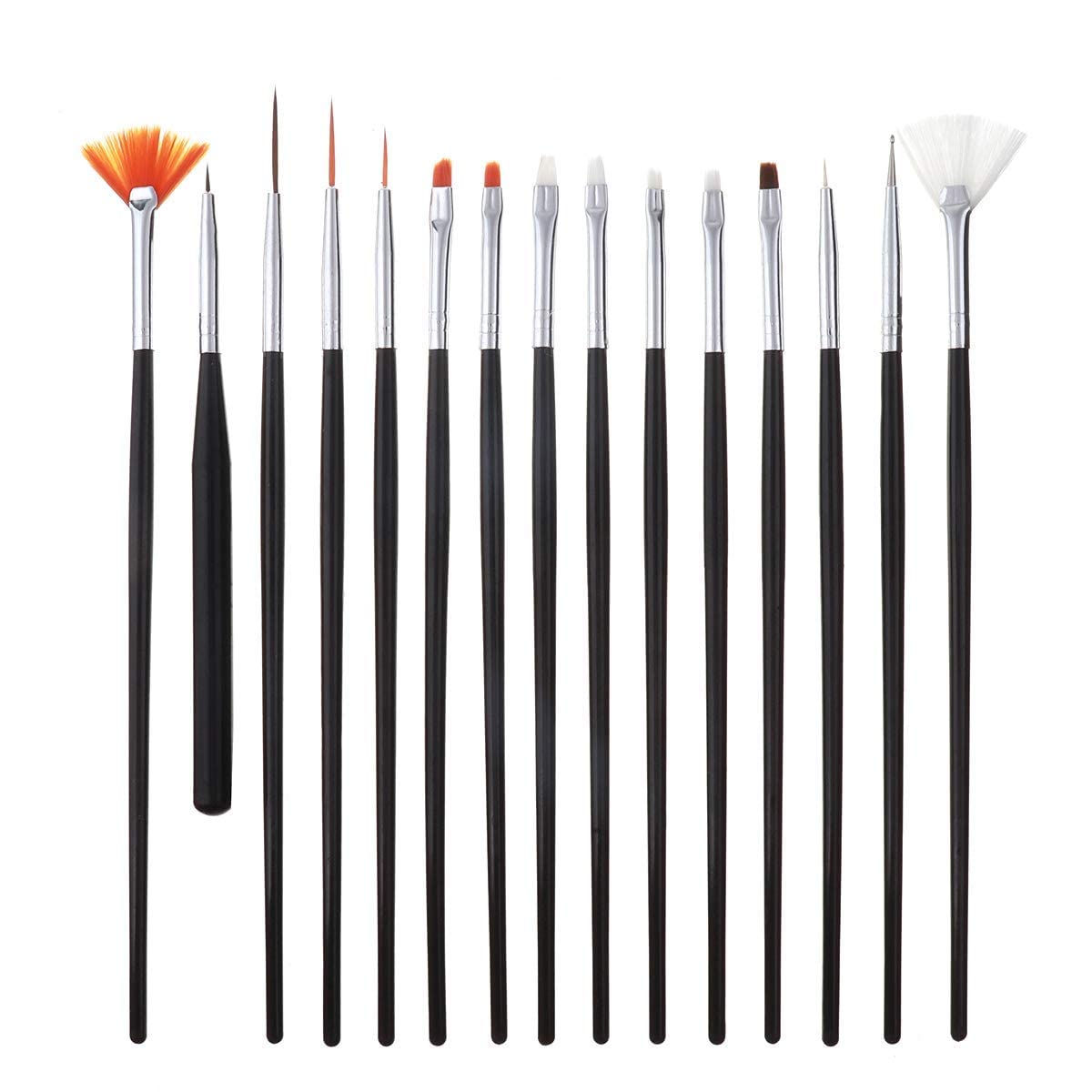 Sevyn Colors 15-Piece Nail Art Brush Set – Professional Nail Design Brushes for Gel, Acrylic, Detailing, Striping, and DIY Nail Art