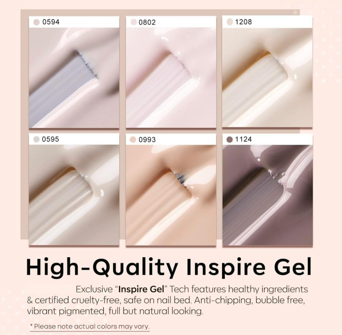 Bolt Bee Neutral Gel Nail Polish Set – 6 Colors Nude, Beige, Taupe, Pink, Ivory, Grey | All Season Gel Polish Kit