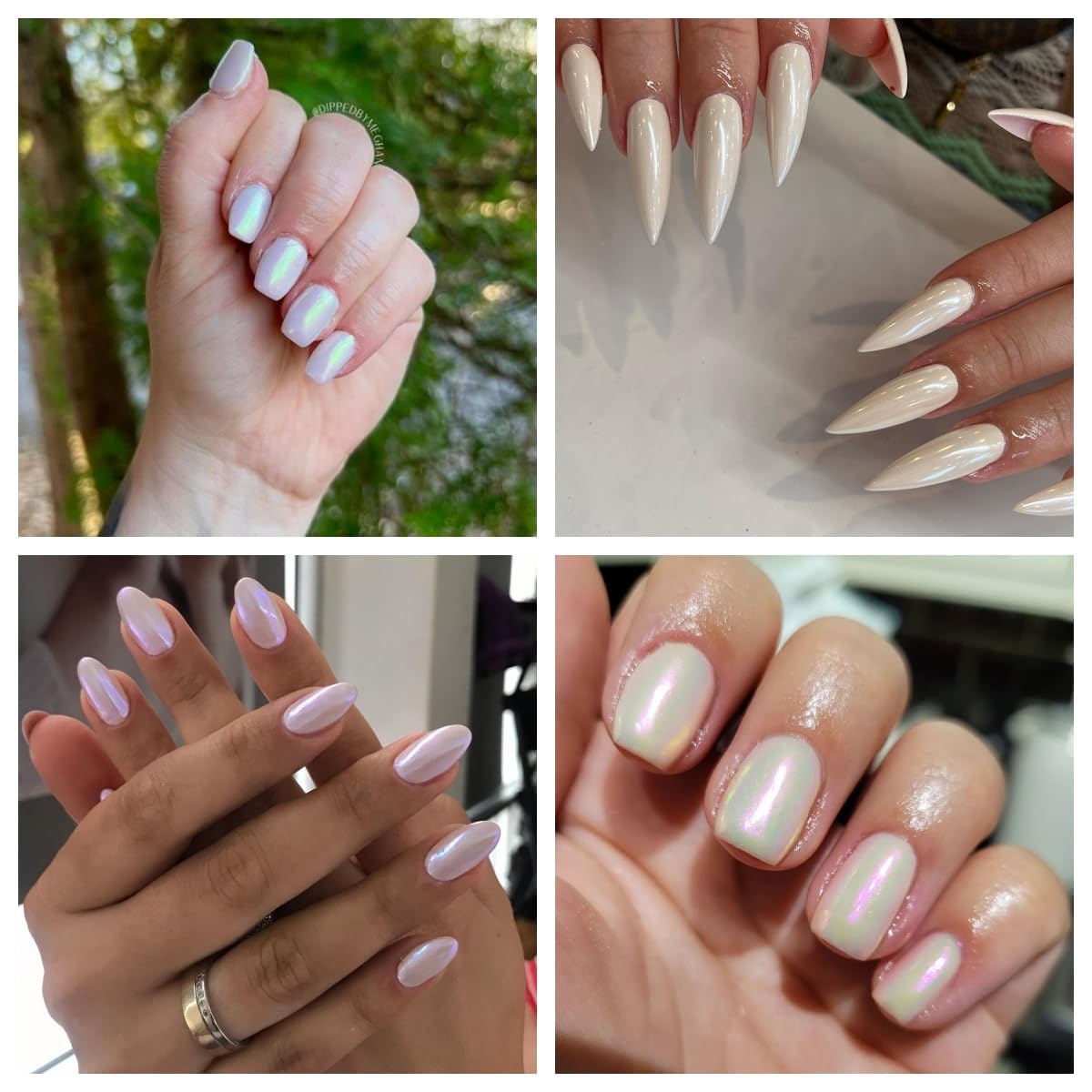 Sevyn Colors Aurora Chrome Mirror Pearl Powder Set – 6 Colors Iridescent Nail Art Pigment