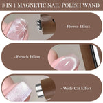 image, Sevyn Colors 3 in 1 Magnetic Cat Eye Nail Art Wand  Premium Wood Handle Magnet Stick for 3D Cat Eye &amp; Flower Designs
