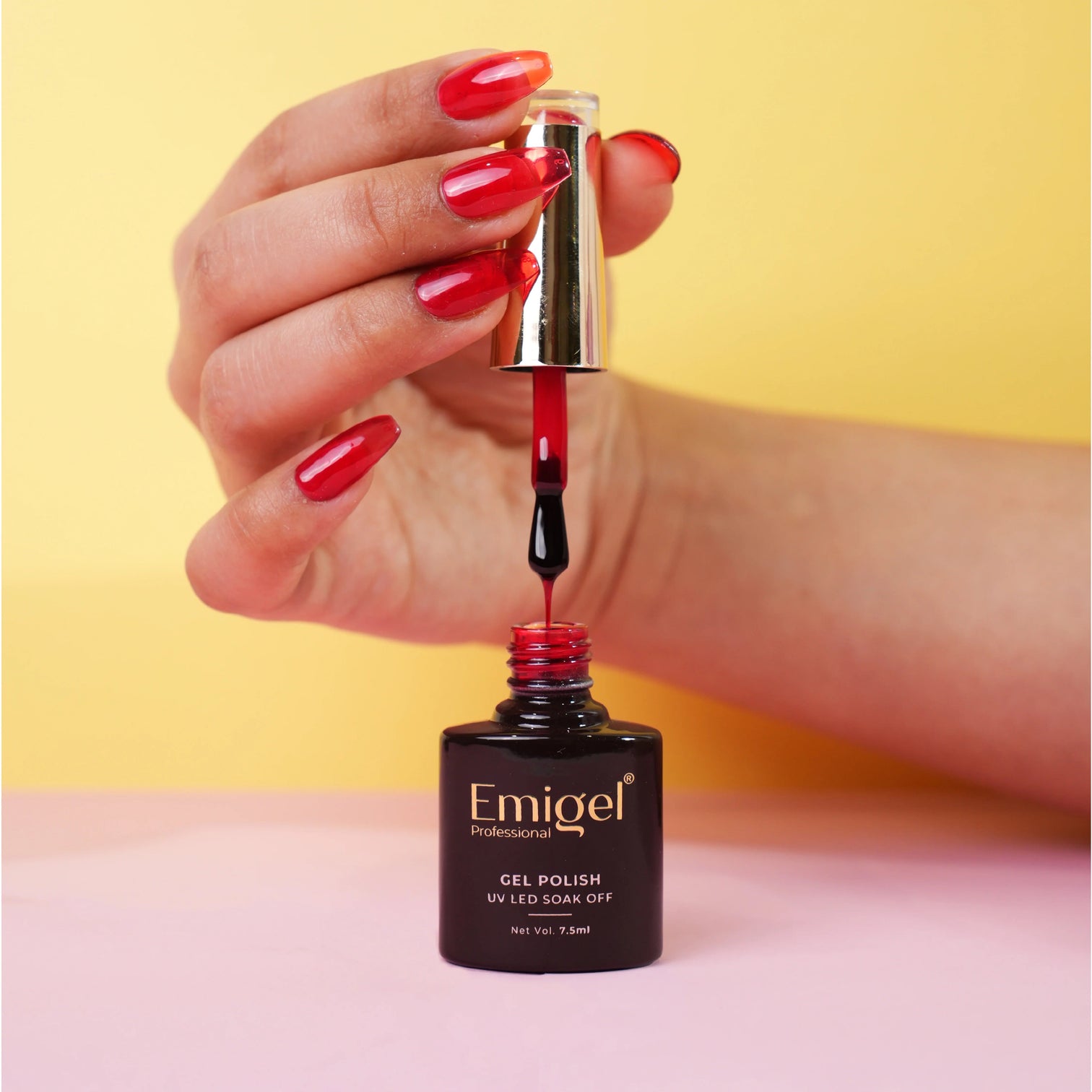Emigel Professional Jelly Glass UV Gel Polish Set – 6 Vibrant Soak-Off Shades with Base & Top Coat
