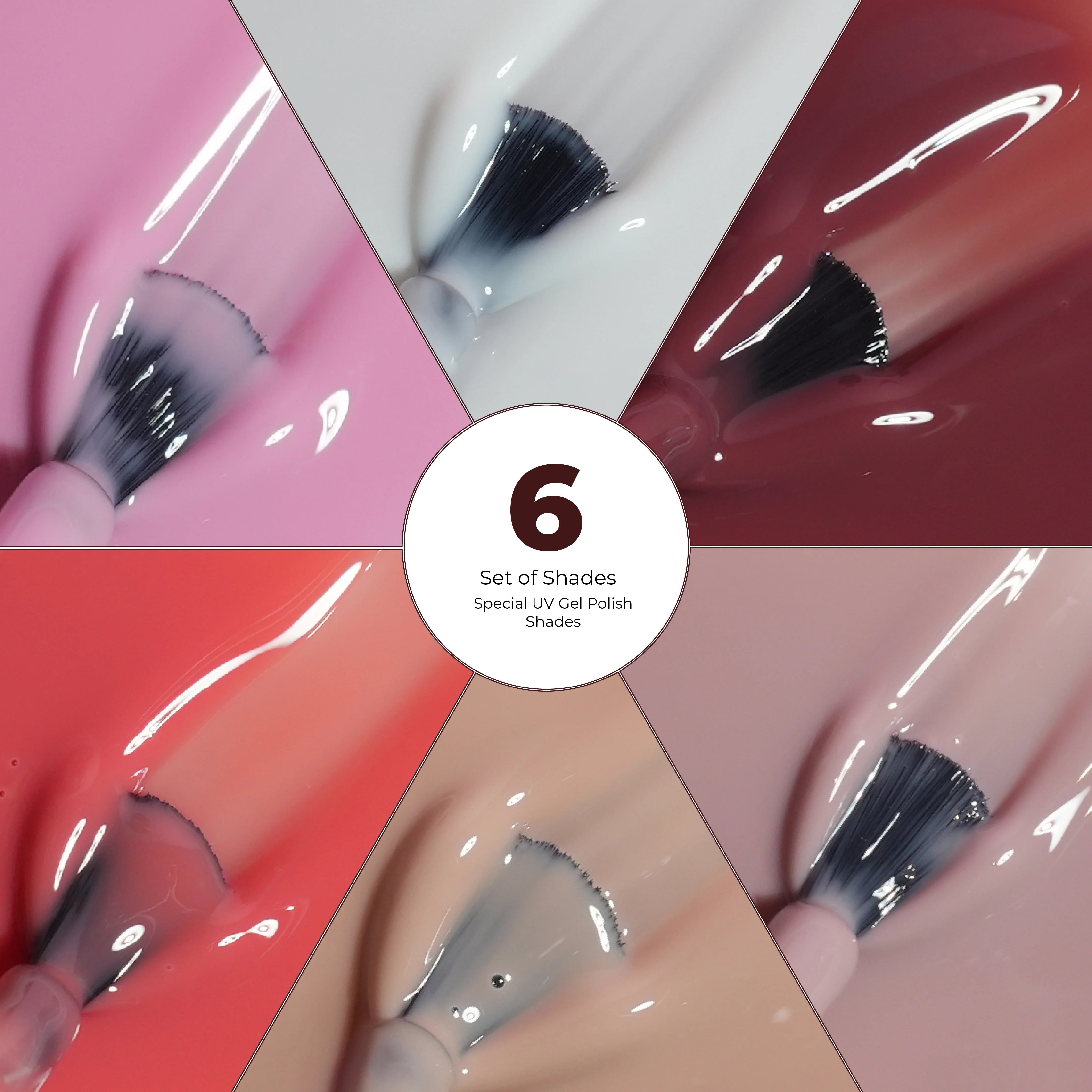 Emigel Professional Translucent UV Gel Polish Set – 6 Special Soak-Off Shades with Base & Top Coat