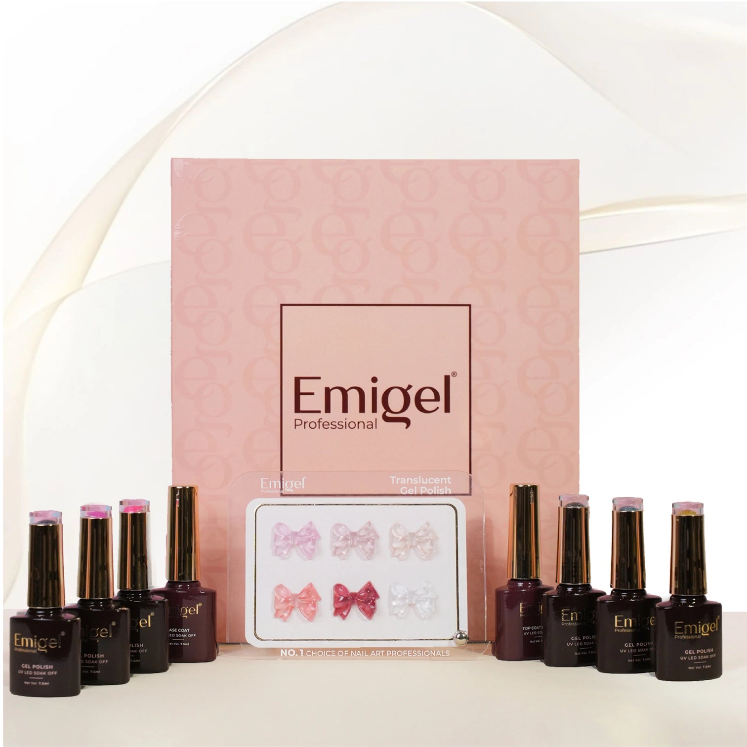 Emigel Professional Translucent UV Gel Polish Set – 6 Special Soak-Off Shades with Base & Top Coat