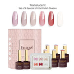 image, Emigel Professional Translucent UV Gel Polish Set – 6 Special Soak-Off Shades with Base &amp; Top Coat
