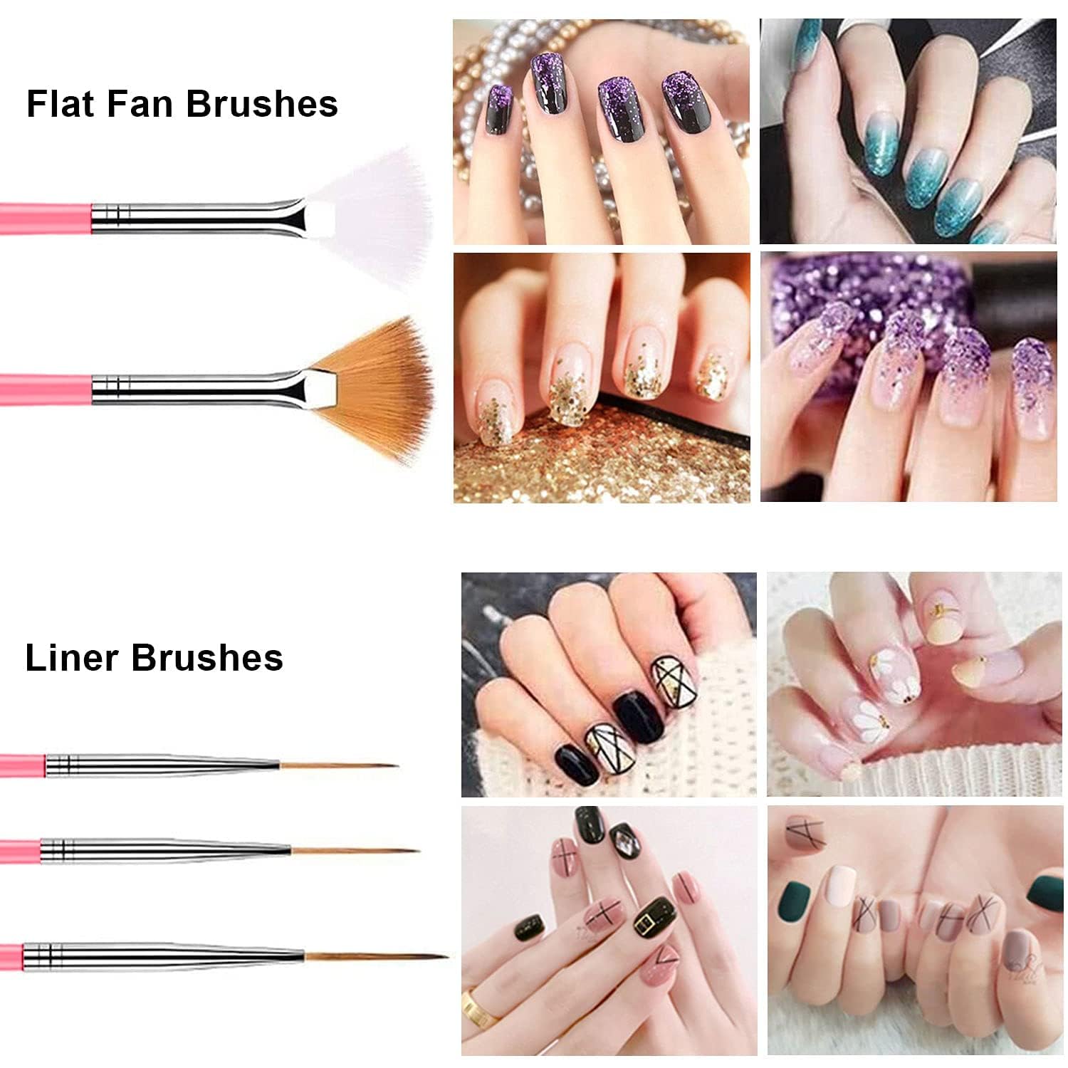 Sevyn Colors 20-Piece Nail Art Brush & Dotting Tool Set – 15 Nail Art Brushes & 5 Double-Ended Dotting Pens for Acrylic, Gel, Polish & Detailing