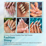 image, Sevyn Colors Aurora Chrome Mirror Pearl Powder Set – 6 Colors Iridescent Nail Art Pigment
