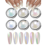 image, Sevyn Colors Aurora Chrome Mirror Pearl Powder Set – 6 Colors Iridescent Nail Art Pigment
