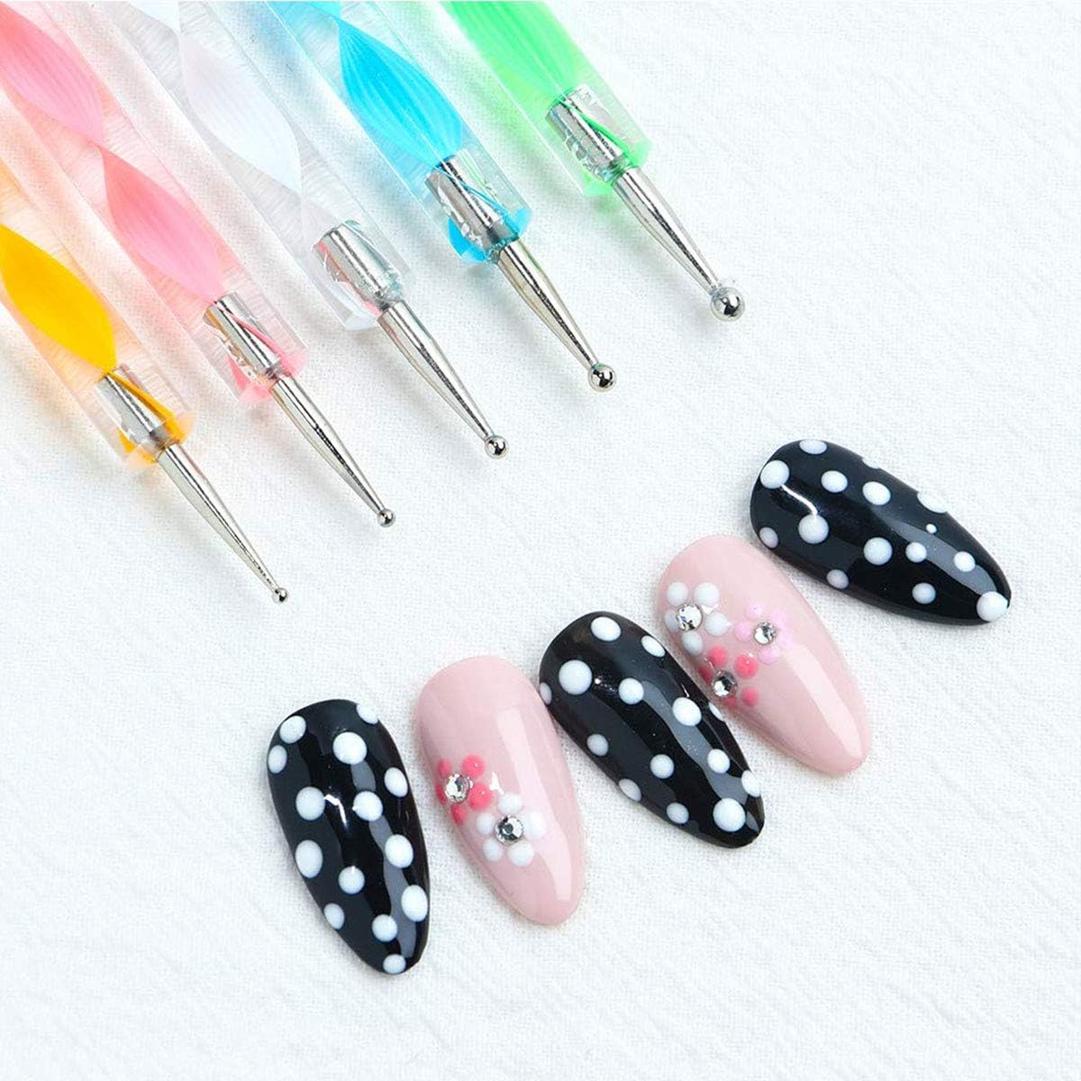 Sevyn Colors 5PCS Nail Art Dotting Pen Set – Dual-Ended Marble Dotting Tools for Nail Art Design, Gel Polish, Acrylic & DIY Manicure