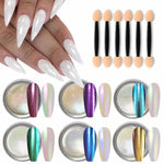 image, Sevyn Colors Aurora Chrome Mirror Pearl Powder Set – 6 Colors Iridescent Nail Art Pigment
