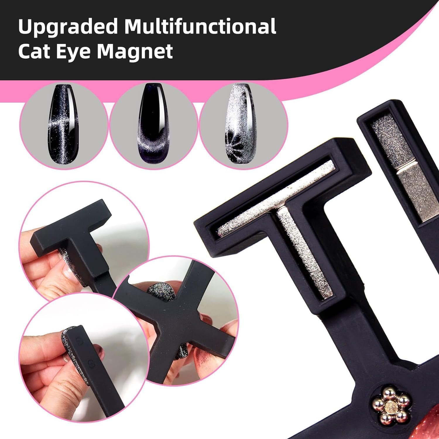 Sevyn Colors 5-in-1 Magnetic Nail Tool  Cat Eye Nail Magnet Wand Set for Gel Polish Effects