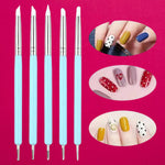 image, Sevyn Colors 5PCS Silicone Nail Art Tools with Dotting Pens – Dual-Ended Nail Sculpting Brushes for Gel Polish, Cleanup &amp; Detailing
